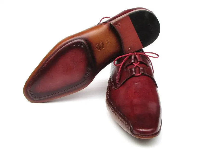 Paul Parkman Men's Burgundy Ghillie Lacing Side Handsewn Dress Shoes (ID#022-BUR) PAUL PARKMAN