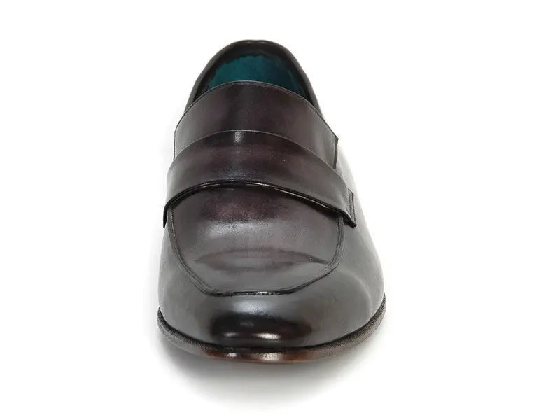 Paul Parkman Men's Black/Gray Hand-Painted Genuine Leather Loafers (ID#093-GRAY) PAUL PARKMAN