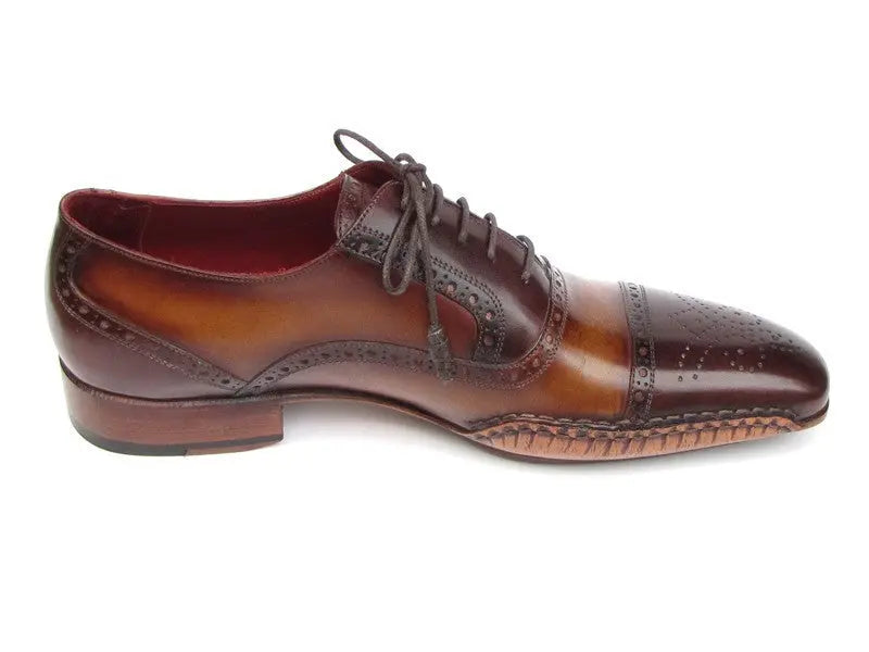 Paul Parkman Men's Brown Hand-Painted Cap Toe Oxfords (ID#5032-BRW) PAUL PARKMAN