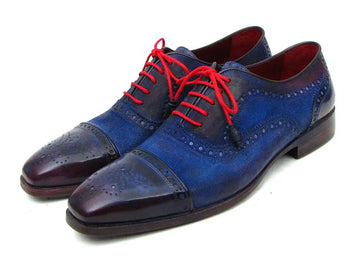 Paul Parkman Men's Blue Suede Cap Toe Oxfords (ID#024-BLUSD) PAUL PARKMAN