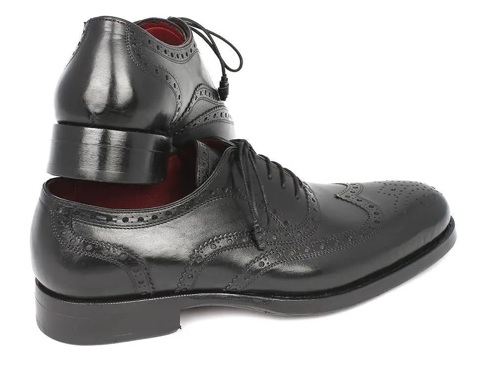 Paul Parkman Men's Black Goodyear Welted Wingtip Oxfords (ID#027-BLK) PAUL PARKMAN