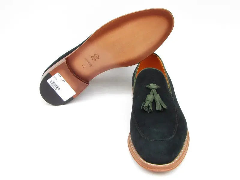 Paul Parkman Men's Green Suede Tassel Loafers (ID#087-GREEN) PAUL PARKMAN