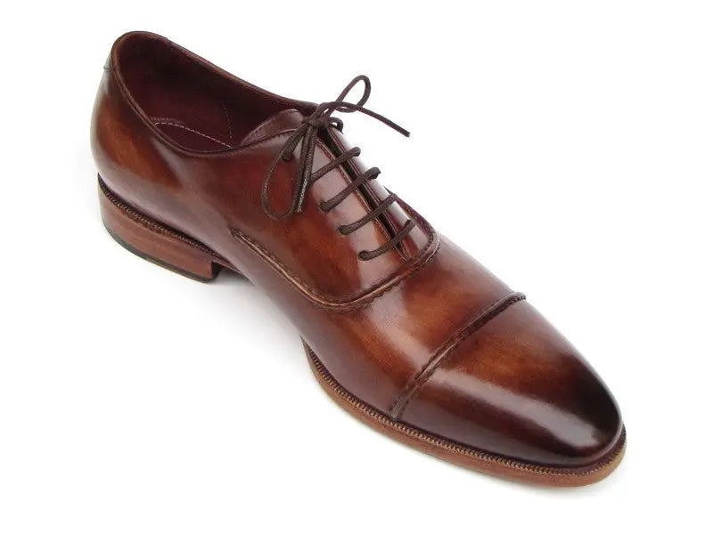 Paul Parkman Men's Brown Hand-Painted Cap-Toe Oxfords (ID#077-BRW) PAUL PARKMAN