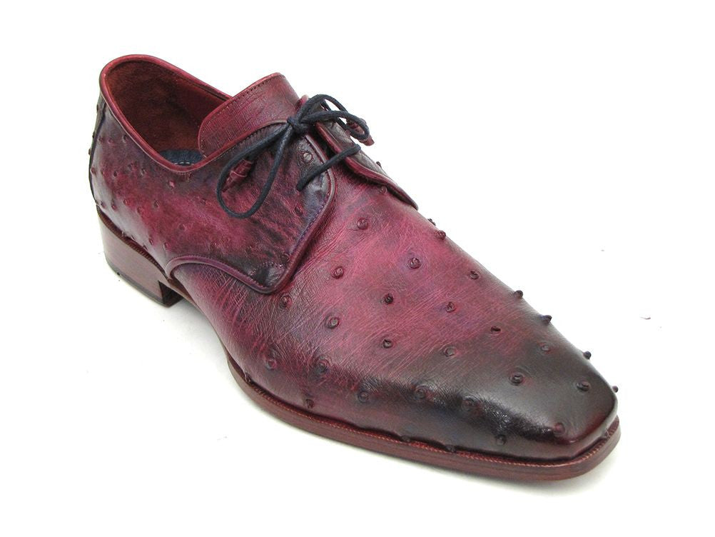 Paul Parkman Men's Burgundy & Purple Genuine Ostrich Skin Derby Shoes (ID#66CC44) PAUL PARKMAN