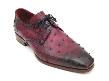 Paul Parkman Men's Burgundy/Purple Genuine Ostrich Derby Shoes (ID#66CC44) PAUL PARKMAN