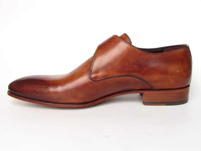 Paul Parkman Men's Tobacco Side Handsewn Twisted Leather Sole Monk strap Shoes (ID#24Y56) PAUL PARKMAN
