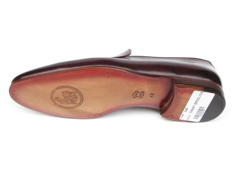 Paul Parkman Men's Black/Purple Hand-Painted Genuine Leather Tassel Loafers (ID#049-BLK-PURP) PAUL PARKMAN