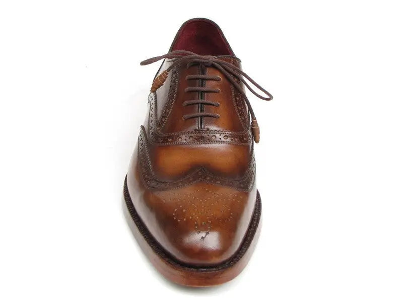 Paul Parkman Men's Tobacco Goodyear Welted Wingtip Oxfords (ID#027-TAB) PAUL PARKMAN