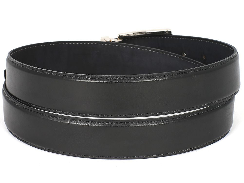 PAUL PARKMAN Men's Leather Belt Hand-Painted Black (ID#B01-BLK) PAUL PARKMAN