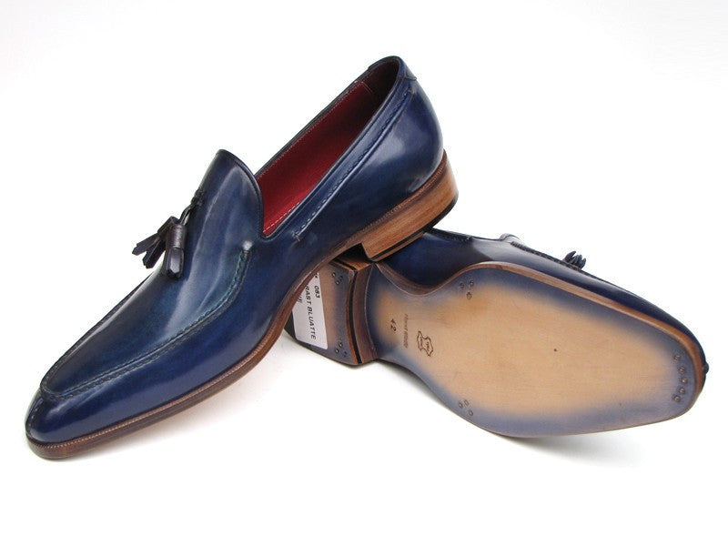 Paul Parkman Men's Tassel Loafer Blue Hand Painted Leather (ID#083-BLU) PAUL PARKMAN