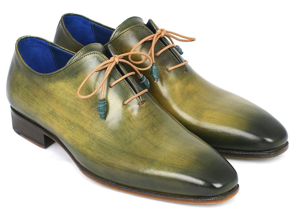 Paul Parkman Plain Toe Wholecut Oxfords Green Hanpainted Leather (ID#755-GRN) PAUL PARKMAN