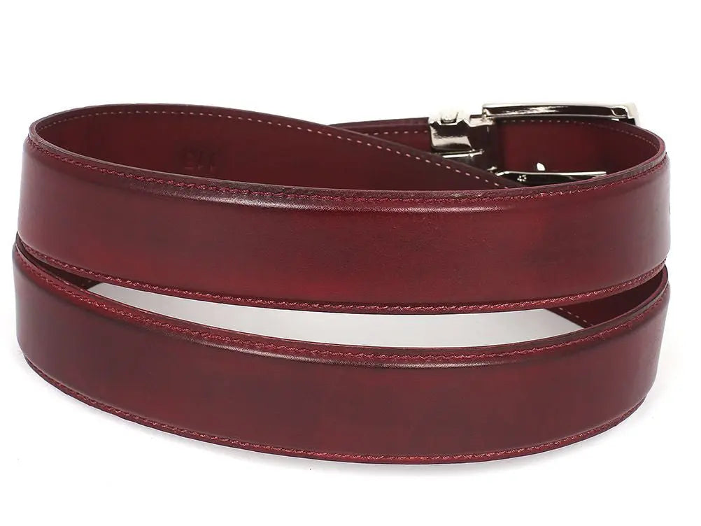 Paul Parkman Men's Bordeaux Genuine Leather Hand-Painted Belt (ID#B01-BRD) PAUL PARKMAN