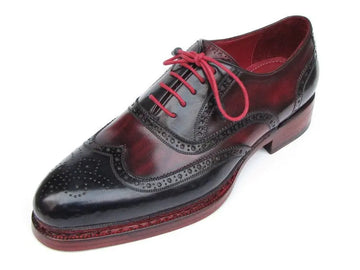 Paul Parkman Men's Navy/Red Triple Genuine Leather Sole Wingtip Brogues (ID#027-TRP-NVYBRD) PAUL PARKMAN