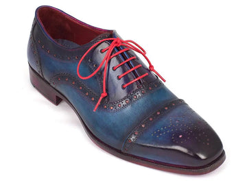 Paul Parkman Men's Blue/Parliament Blue Cap Toe Oxfords (ID#024-PARL) PAUL PARKMAN