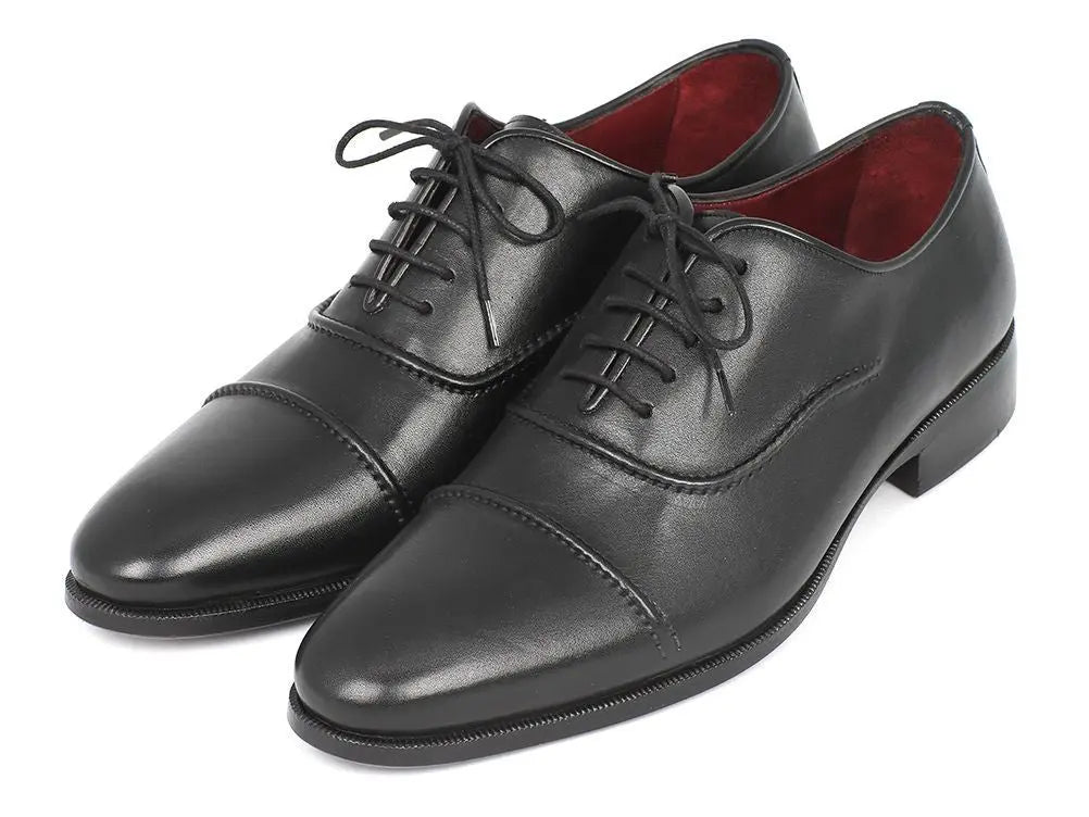 Paul Parkman Men's Black Hand-Painted Cap-Toe Oxfords (ID#077-BLK) PAUL PARKMAN