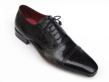 Paul Parkman Men's Black Hand-Painted Cap Toe Oxfords (ID#5032-BLK) PAUL PARKMAN