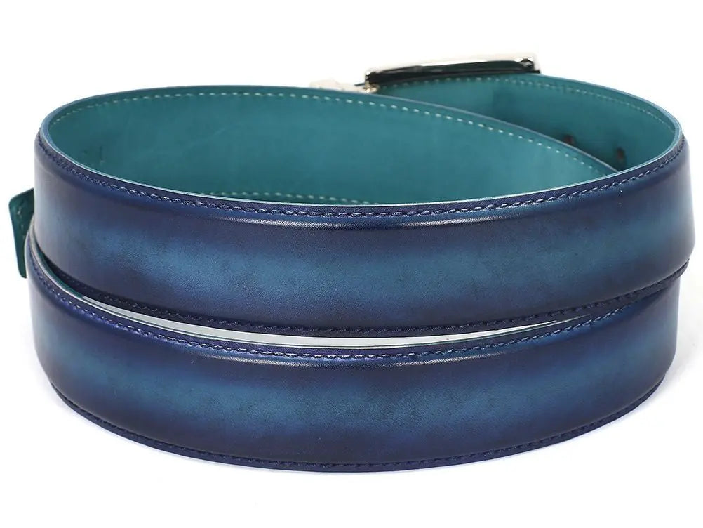 Paul Parkman Men's Dual Tone Blue/Turquoise Genuine Leather Hand-Painted Belt (ID#B01-BLU-TRQ) PAUL PARKMAN