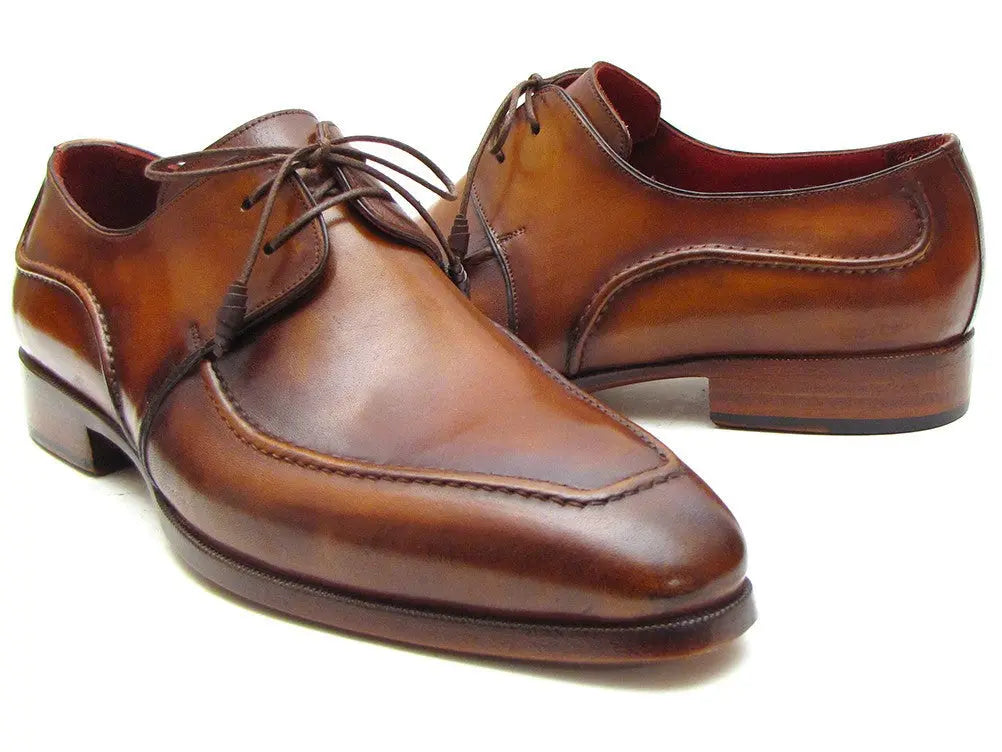 Paul Parkman Men's Brown Hand-Painted Calfskin Derby Shoes (ID#SU12LF) PAUL PARKMAN