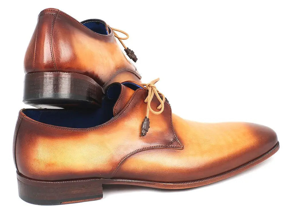 Paul Parkman Men's Brown/Camel Hand-Painted Derby Shoes (ID#326-CMLBRW) PAUL PARKMAN