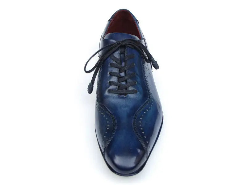 Paul Parkman Men's Blue Handmade Lace-Up Casual Shoes (ID#84654-BLU) PAUL PARKMAN