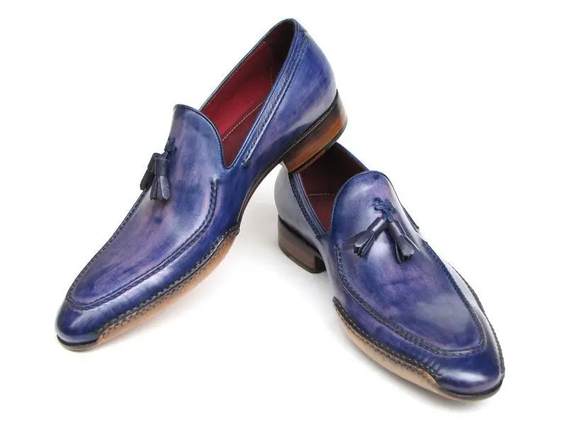 Paul Parkman Men's Blue/Purple Side Hand-Sewn Tassel Loafers (ID#082-BLU-PURP) PAUL PARKMAN