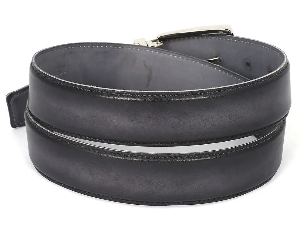 Paul Parkman Men's Dual Tone Gray/Black Genuine Leather Hand-Painted Belt (ID#B01-GRY-BLK) PAUL PARKMAN