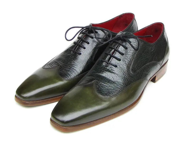 Paul Parkman Men's Green Floater Genuine Leather Wingtip Oxfords (ID#023-GREEN) PAUL PARKMAN