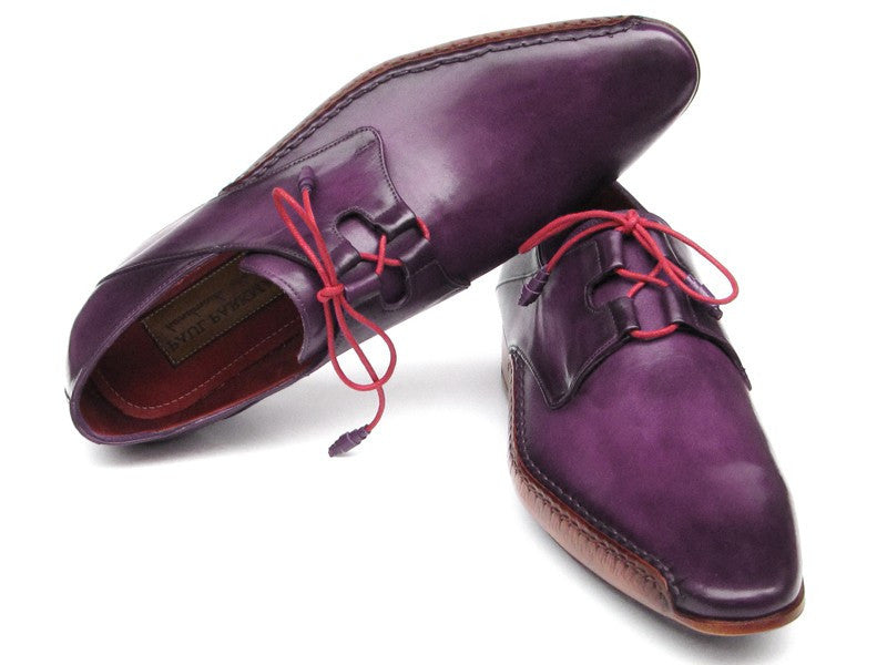 Paul Parkman Men's Ghillie Lacing Side Handsewn Dress Shoes - Purple Leather Upper and Leather Sole (ID#022-PURP) PAUL PARKMAN