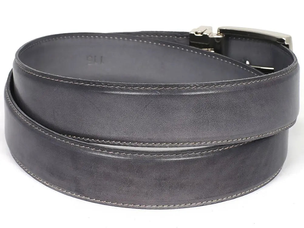 Paul Parkman Men's Gray Genuine Leather Hand-Painted Belt (ID#B01-GRAY) PAUL PARKMAN