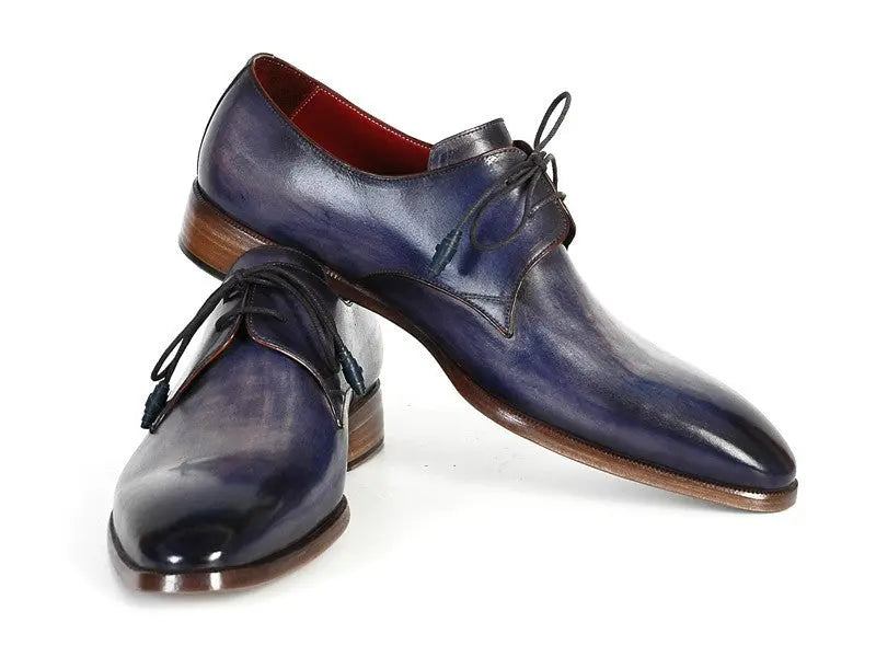Paul Parkman Men's Blue/Navy Hand-Painted Derby Shoes (ID#PP2279) PAUL PARKMAN