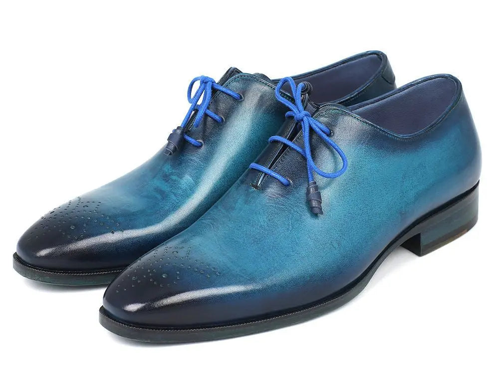 Paul Parkman Men's Blue/Navy Medallion Toe Oxfords (ID#VN82BL) PAUL PARKMAN