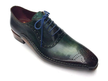 Paul Parkman Men's Green/Purple Genuine Leather Handmade Oxfords (ID#OPK215C) PAUL PARKMAN