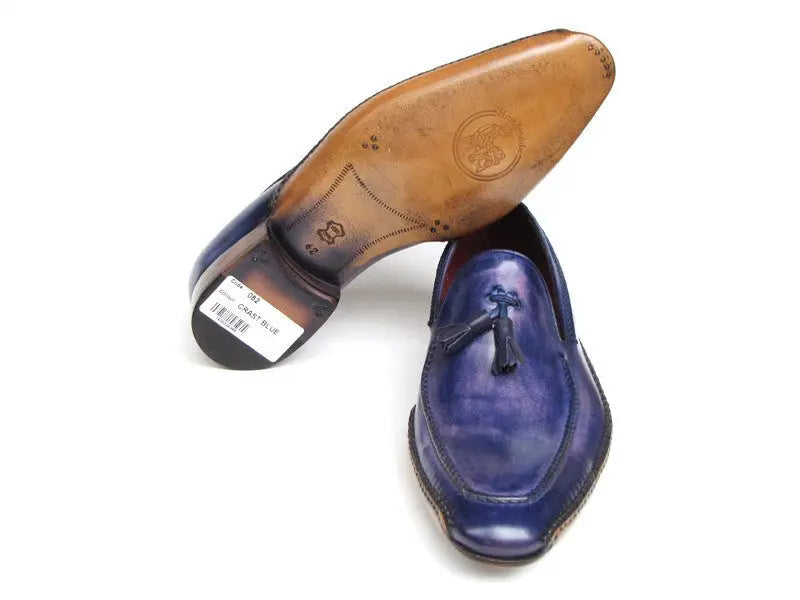 Paul Parkman Men's Blue/Purple Side Hand-Sewn Tassel Loafers (ID#082-BLU-PURP) PAUL PARKMAN