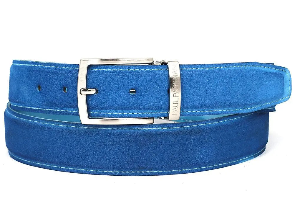 Paul Parkman Men's Blue Genuine Suede Belt (ID#B06-BLU) PAUL PARKMAN