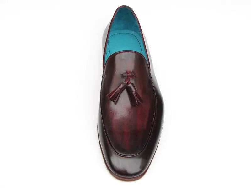 Paul Parkman Men's Black/Purple Hand-Painted Genuine Leather Tassel Loafers (ID#049-BLK-PURP) PAUL PARKMAN