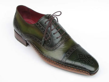 Paul Parkman Men's Green Side Handsewn Cap Toe Oxfords (ID#5032-GREEN) PAUL PARKMAN