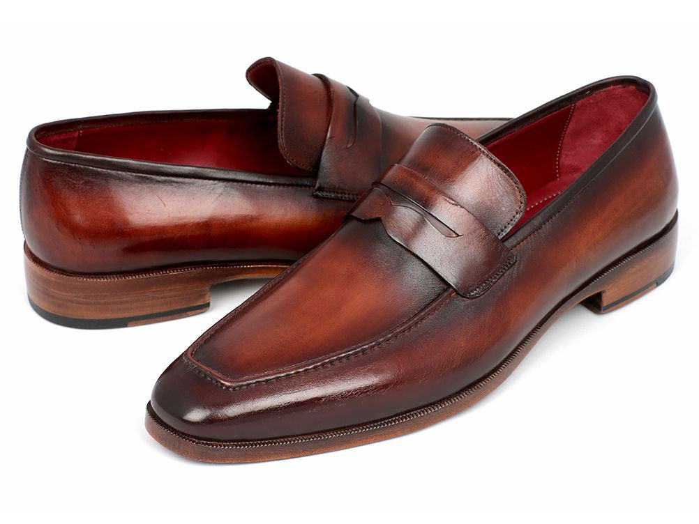 Paul Parkman Men's Penny Loafer Bordeaux and Brown Calfskin (ID#10FD61) PAUL PARKMAN