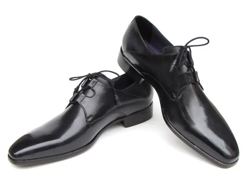 Paul Parkman Men's Black Ghillie Lacing Plain Toe Derby Shoes (ID#076-BLK) PAUL PARKMAN