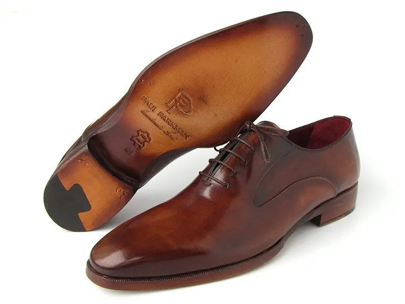 Paul Parkman Men's Brown Plain Toe Calfskin Oxfords (ID#019-BRW) PAUL PARKMAN