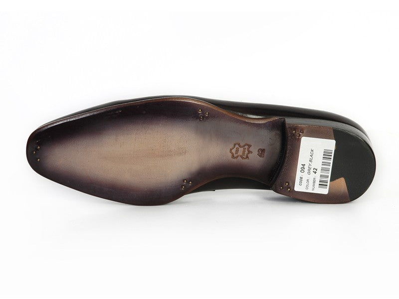 Paul Parkman Men's Loafer Black & Gray Hand-Painted Leather Upper with Leather Sole (ID#093-GRAY) PAUL PARKMAN