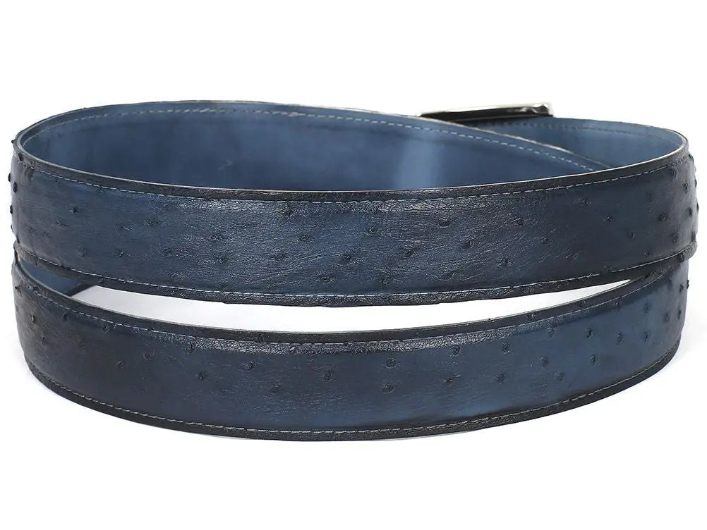Paul Parkman Men's Navy Genuine Ostrich Belt (ID#B04-NVY) PAUL PARKMAN