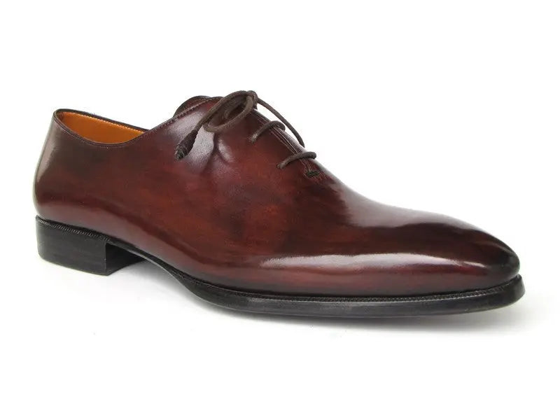 Paul Parkman Men's Brown/Bordeaux Hand-Painted Plain Toe Oxfords (ID#22T55) PAUL PARKMAN