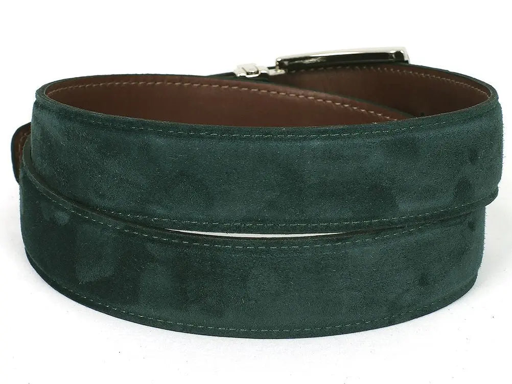 Paul Parkman Men's Green Genuine Suede Belt (ID#B06-GREEN) PAUL PARKMAN