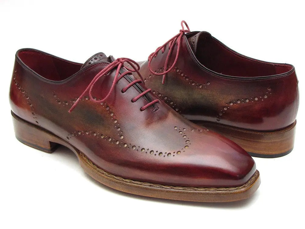 Paul Parkman Men's Bordeaux/Camel Goodyear Welted Wingtip Oxford (ID#087LX) PAUL PARKMAN