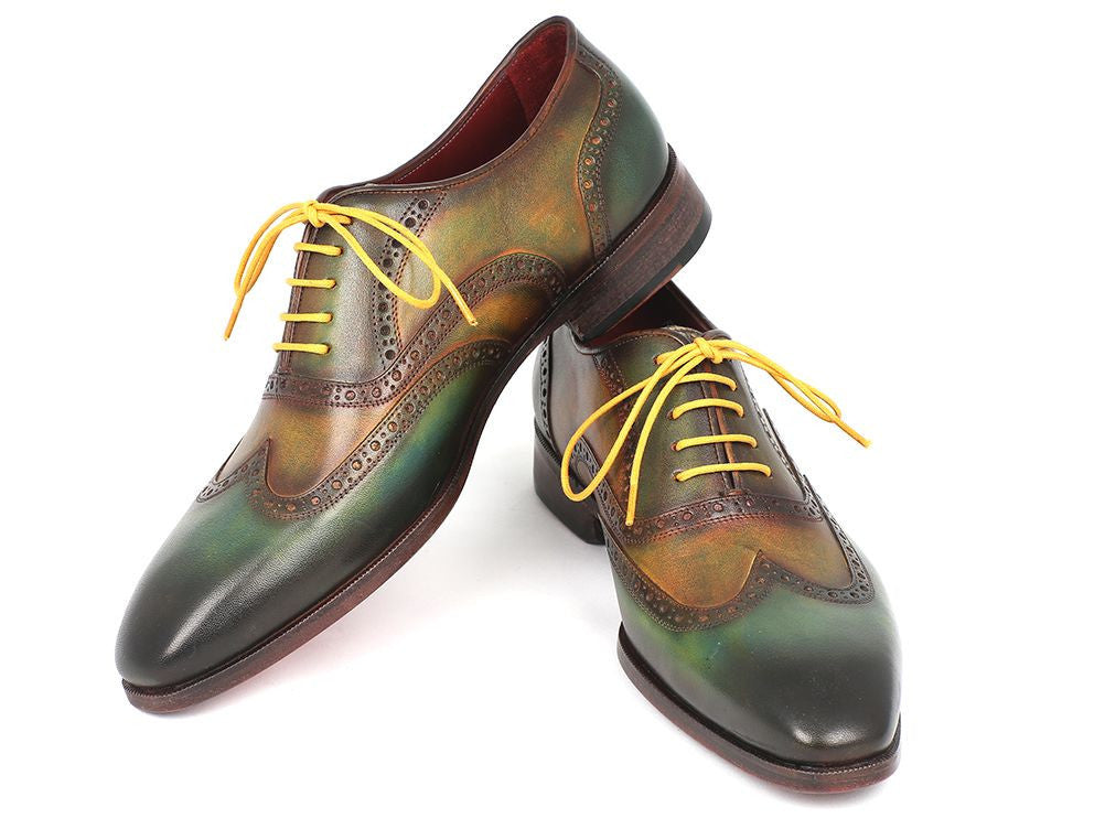 Paul Parkman Wintip Oxfords Green Handpainted Calfskin (ID#228-GRN) PAUL PARKMAN