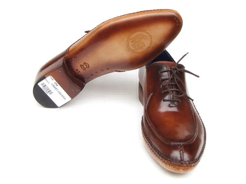 Paul Parkman Men's Brown Side Handsewn Split-Toe Oxfords (ID#054-BRW) PAUL PARKMAN