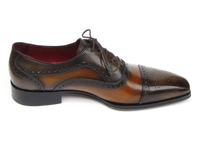Paul Parkman Men's Camel/Olive Cap Toe Oxfords (ID#024-OLV) PAUL PARKMAN