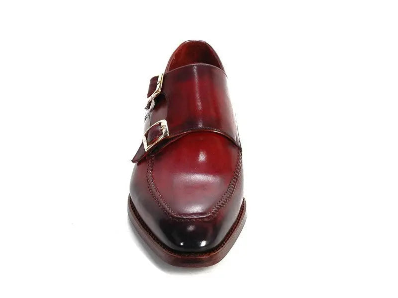 Paul Parkman Men's Black/Bordeaux Goodyear Welted Double Monk strap Shoes (ID#PP3851) PAUL PARKMAN