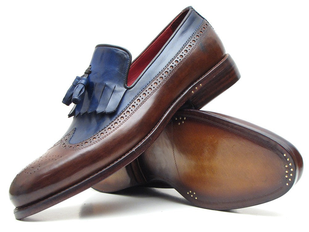 Paul Parkman Kiltie Tassel Loafer Dark Brown & Navy (ID#KT44BN) PAUL PARKMAN