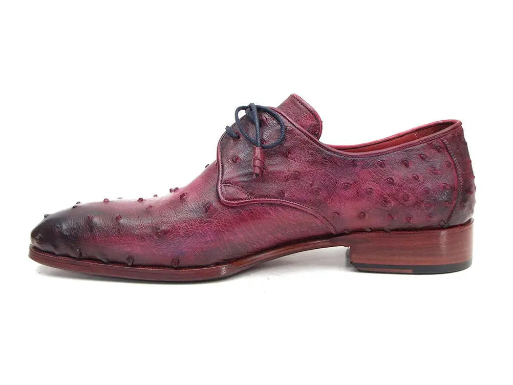 Paul Parkman Men's Burgundy/Purple Genuine Ostrich Derby Shoes (ID#66CC44) PAUL PARKMAN